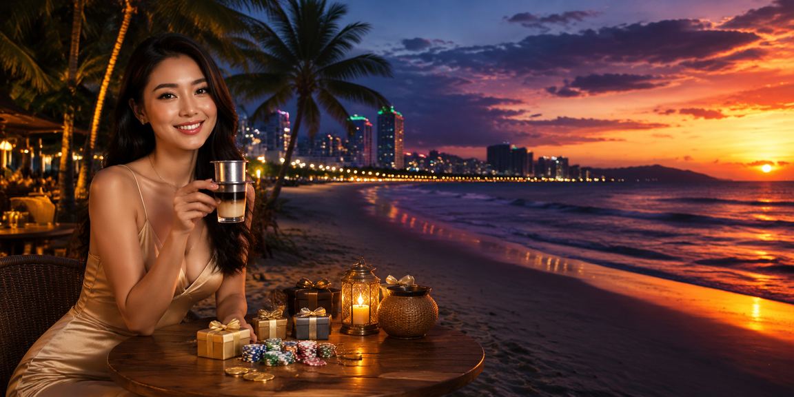 Người dùng Đà Nẵng ngồi cà phê xem điện thoại sau khi cài ứng dụng cá cược trực tuyến