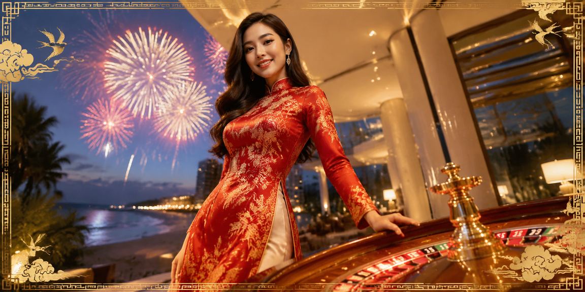 Người chơi Roulette trực tuyến ngồi tại bãi biển Vũng Tàu với ly nước và điện thoại trên tay